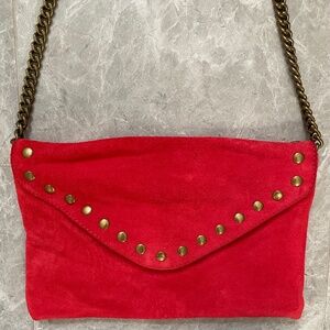 J. CREW Red Suede Shoulder/Envelope/Bag/Purse